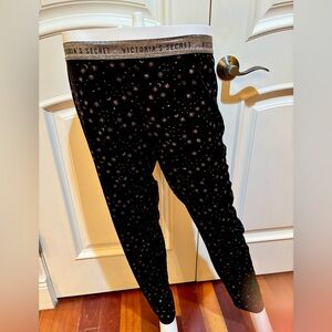 Victoria's Secret Black velvet Starry leggings  Pants size Large